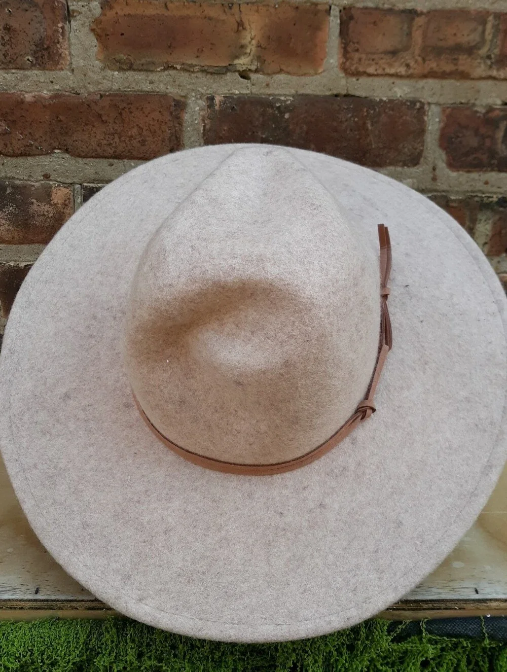 Universal Thread Beige Heather 100% Wool Wide Brim Fedora Panama Hat New With Ta